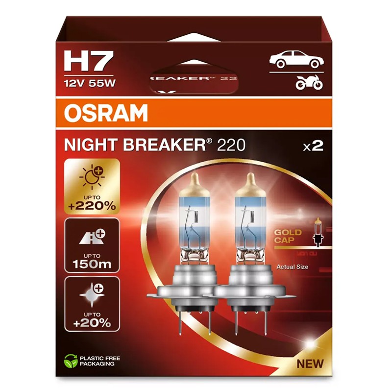 OSRAM NIGHT BREAKER® 220 H7, 2-pack