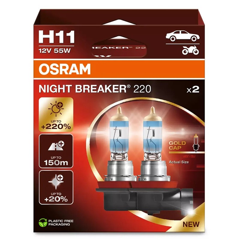 OSRAM NIGHT BREAKER® 220 H11, 2-PACK